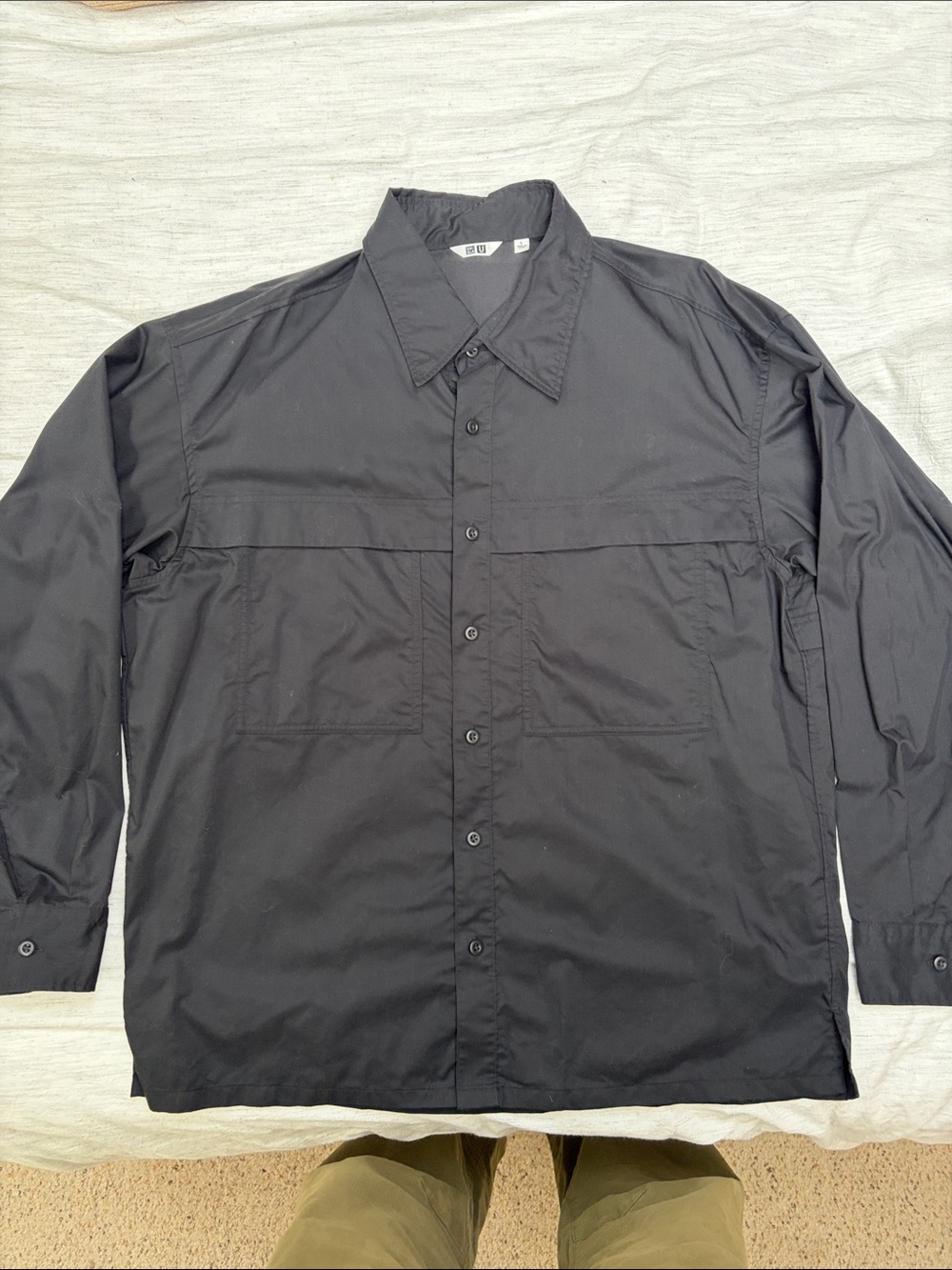 Uniqlo U Black Utility Oversized Long Sleeve Shirt size L